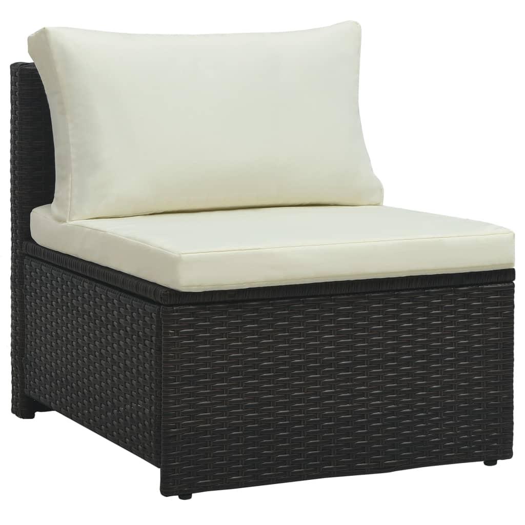 6 Piece Garden Lounge Set with Cushions Poly Rattan Brown