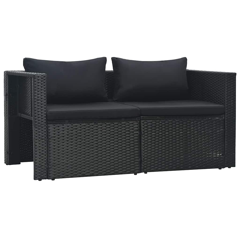 6 Piece Garden Lounge Set with Cushions Poly Rattan Black