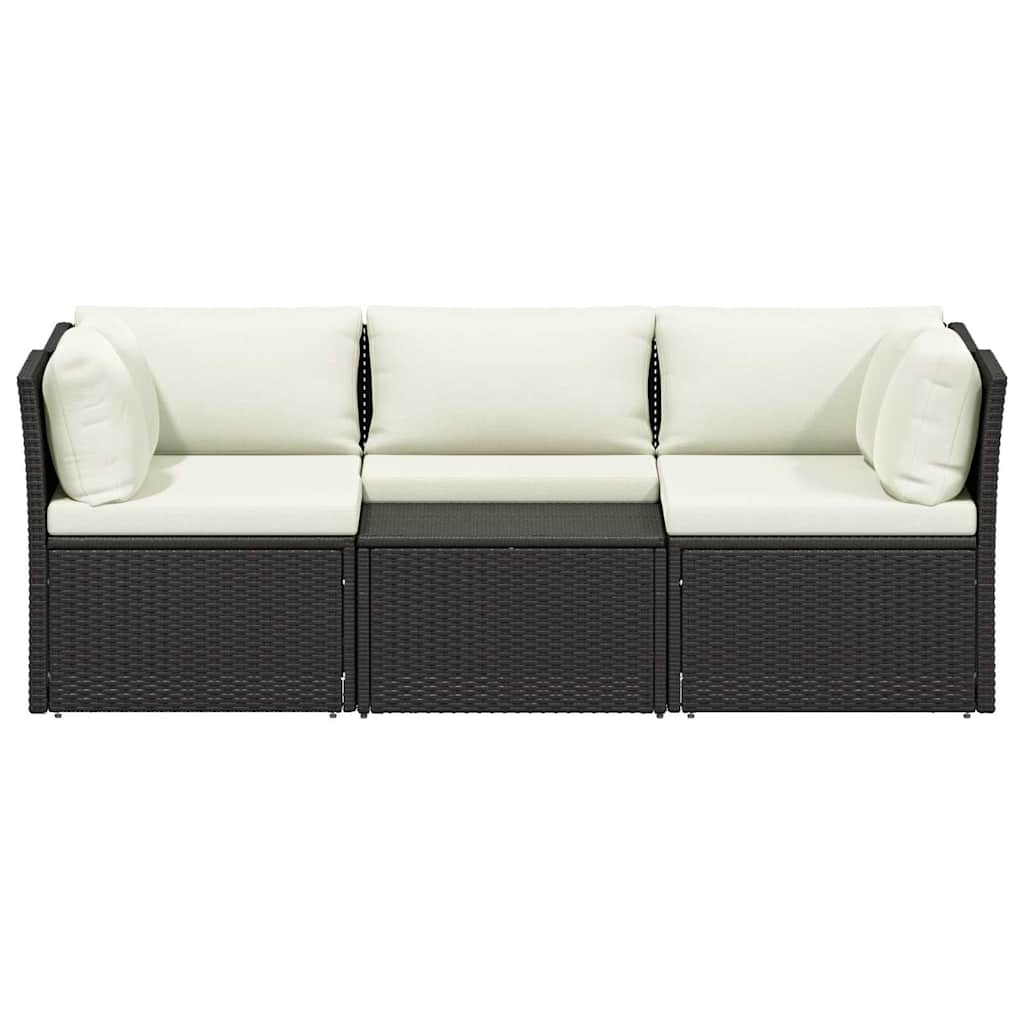 4 Piece Garden Lounge Set with Cushions Poly Rattan Brown