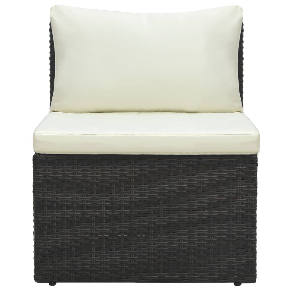 4 Piece Garden Lounge Set with Cushions Poly Rattan Brown
