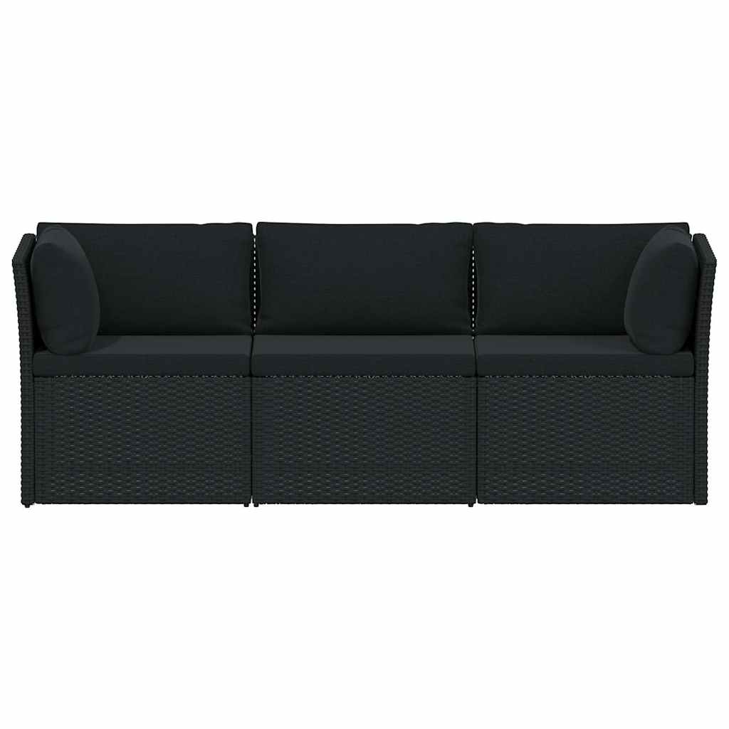 4 Piece Garden Lounge Set with Cushions Poly Rattan Black