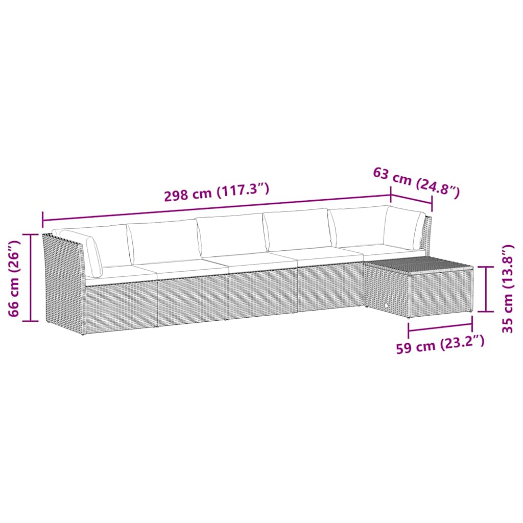 4 Piece Garden Lounge Set with Cushions Poly Rattan Black