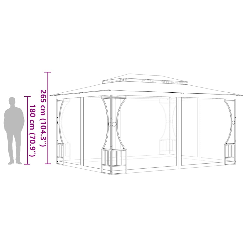 Gazebo with Nets 300x400x265 cm Cream