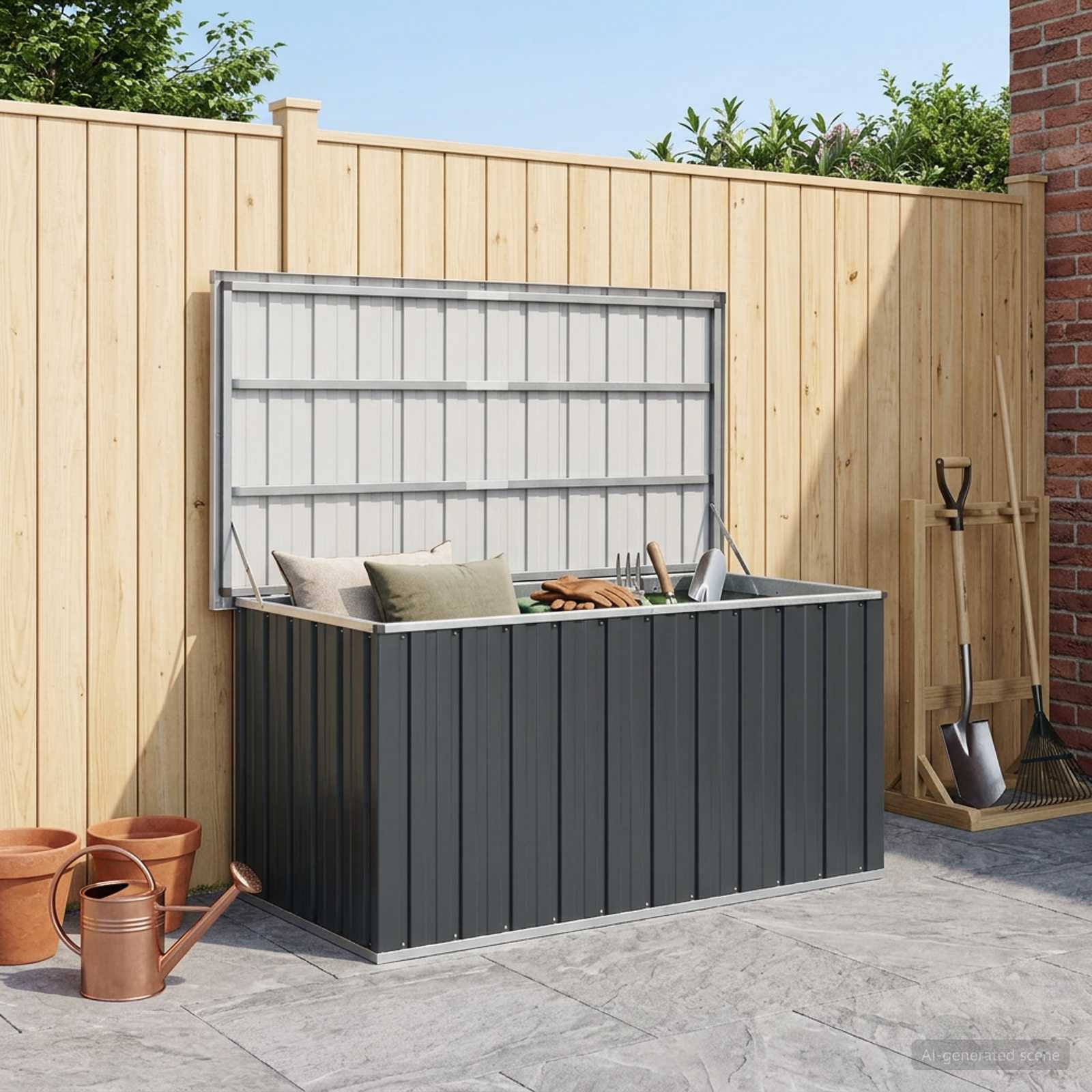 Garden Storage Box Anthracite 129x67x65 cm