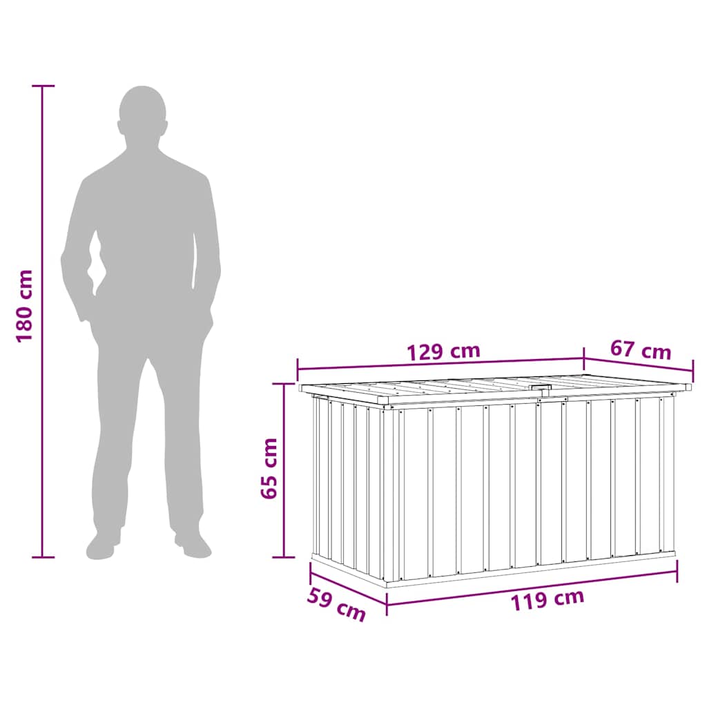 Garden Storage Box Brown 129x67x65 cm