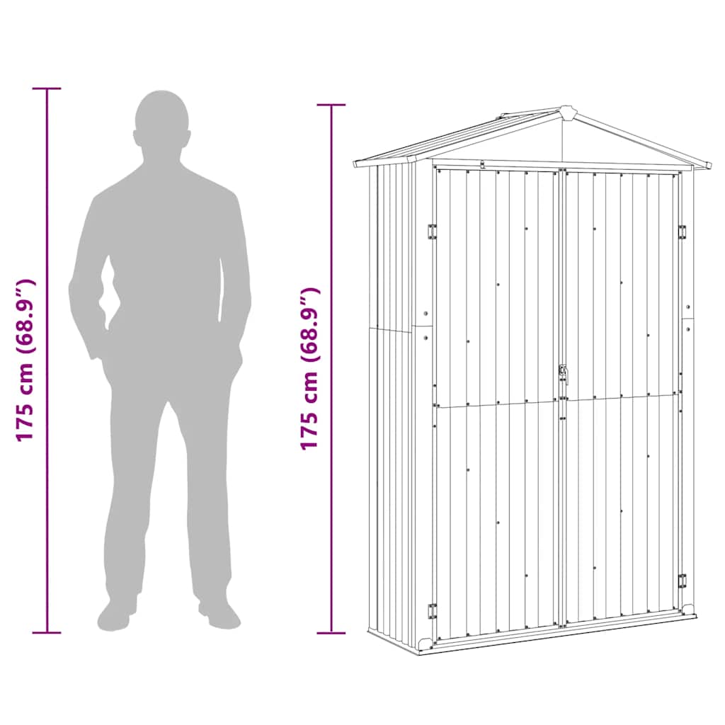 Garden Shed Green 116x45x175 cm Galvanised Steel