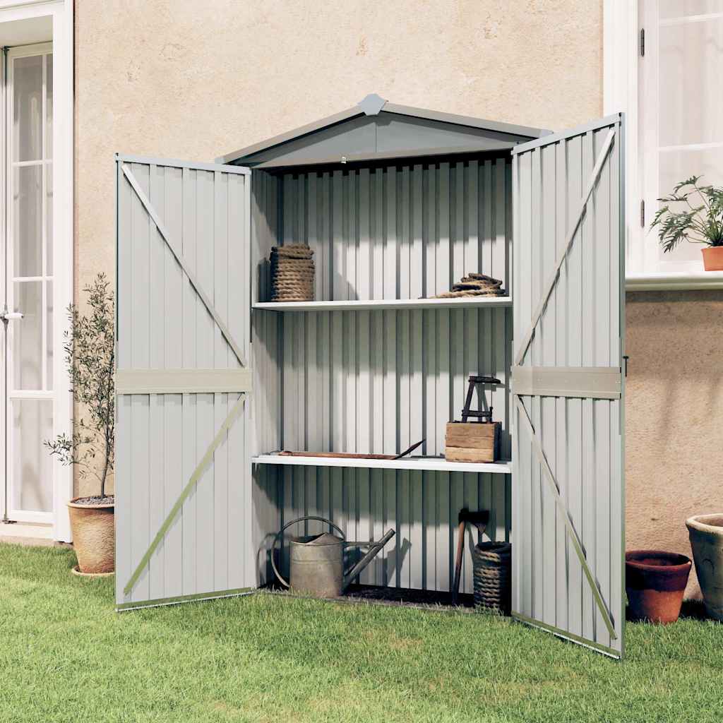 Garden Shed Grey 116x45x175 cm Galvanised Steel