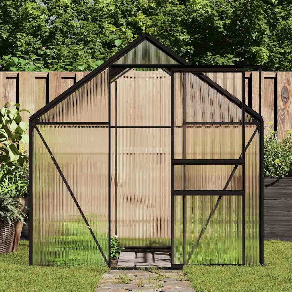 Greenhouse with Base Frame Anthracite Aluminium 4,75 m²