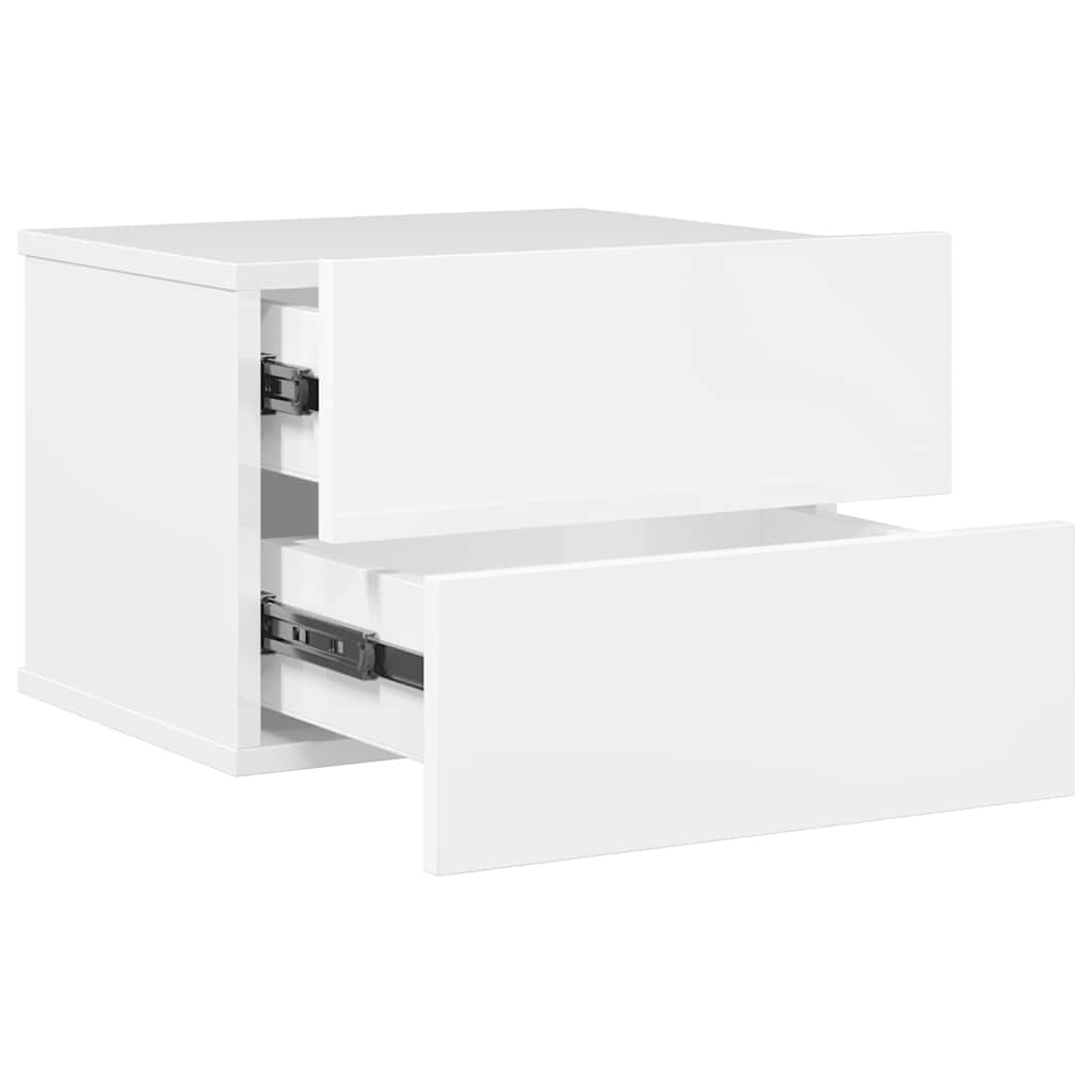Bedside Cabinets 2 pcs High Gloss White 40x30x30 cm Engineered Wood