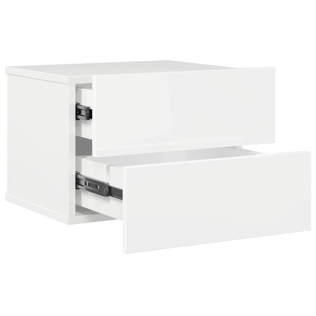 Bedside Cabinets 2 pcs High Gloss White 40x30x30 cm Engineered Wood