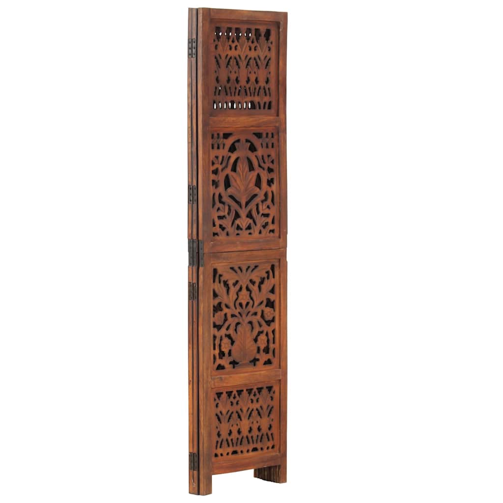 Hand Carved 3-Panel Room Divider Brown 120x165 cm