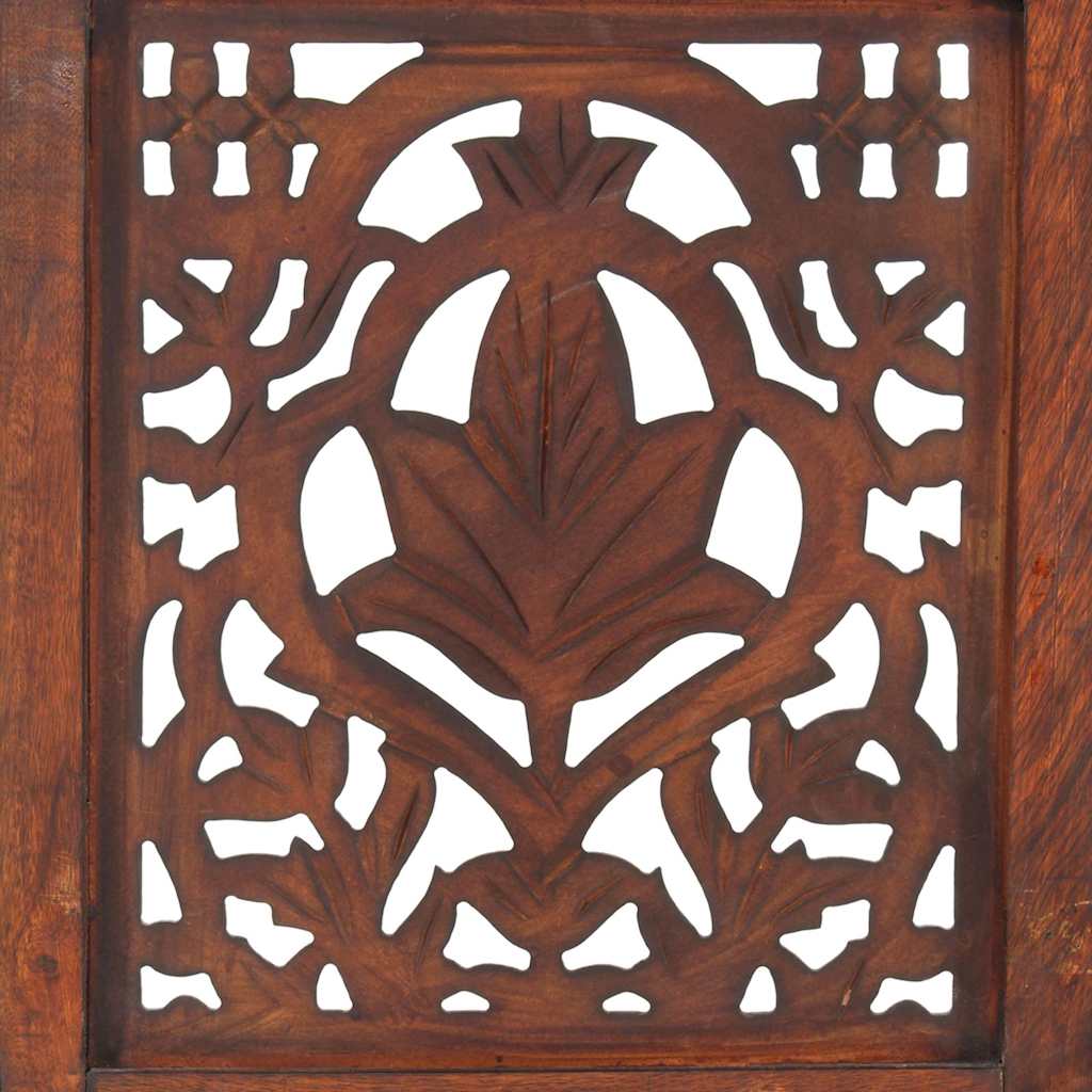 Hand Carved 3-Panel Room Divider Brown 120x165 cm