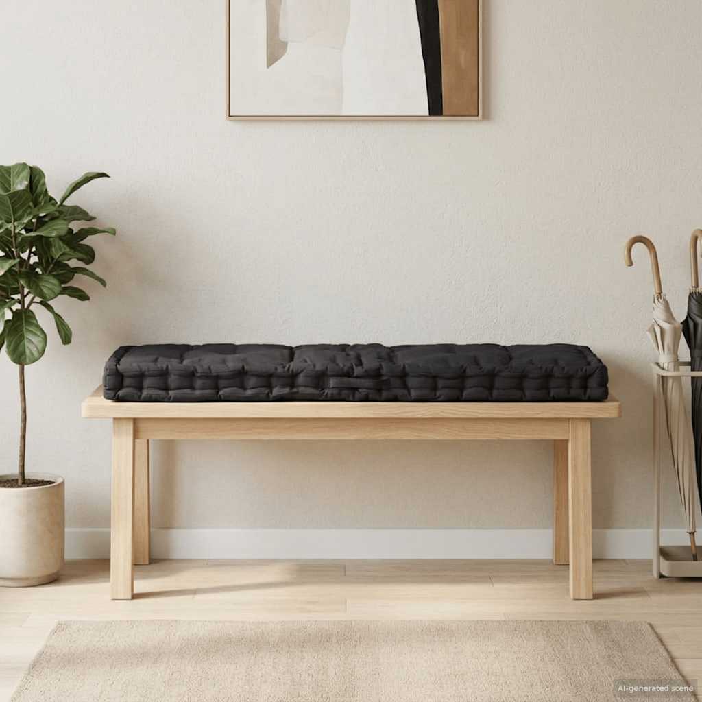 Pallet Floor Cushion Cotton 120x40x7 cm Black