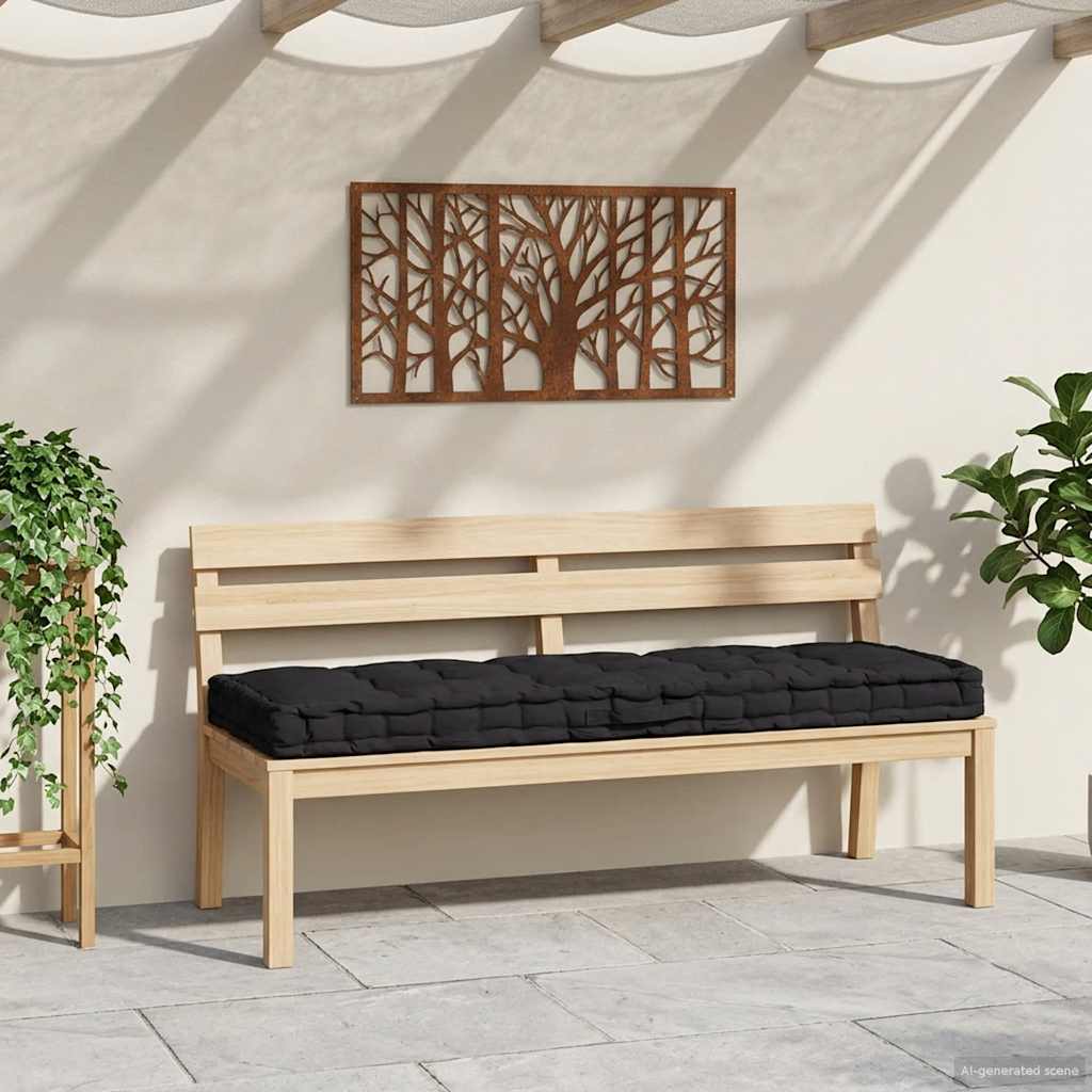 Pallet Floor Cushion Cotton 120x80x10 cm Black