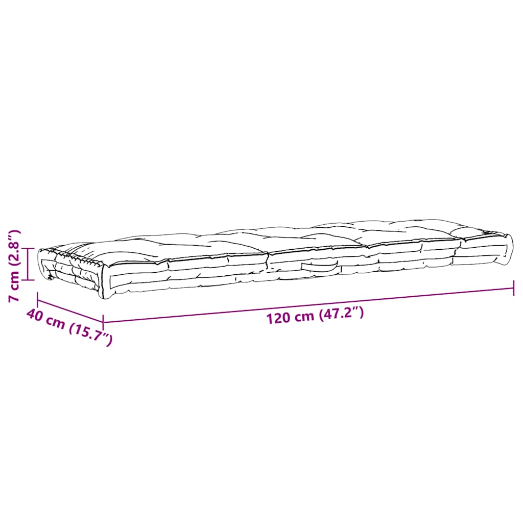 Pallet Floor Cushion Cotton 120x40x7 cm Grey