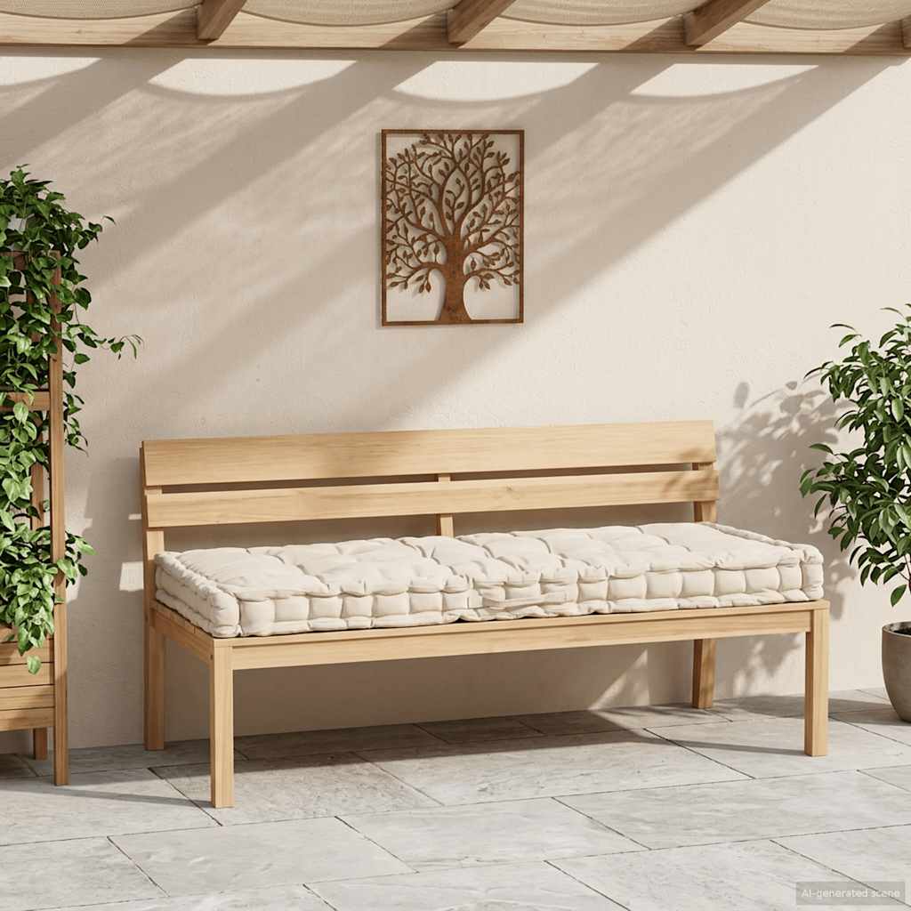 Pallet Floor Cushion Cotton 120x80x10 cm Beige