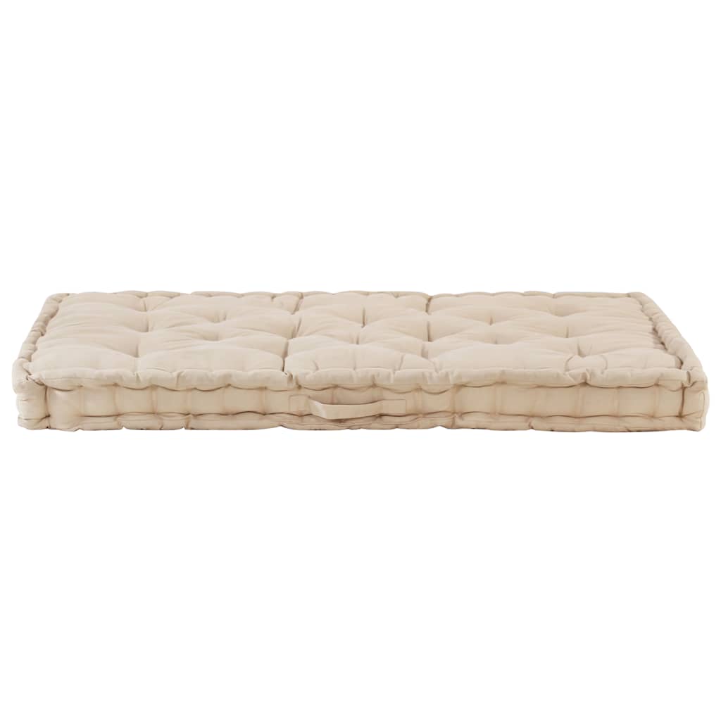 Pallet Floor Cushion Cotton 120x80x10 cm Beige
