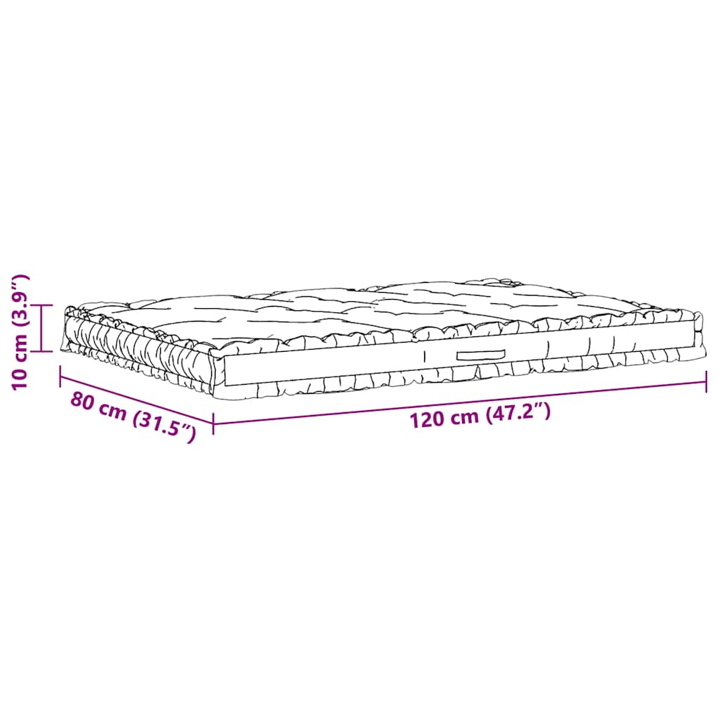 Pallet Floor Cushion Cotton 120x80x10 cm Beige
