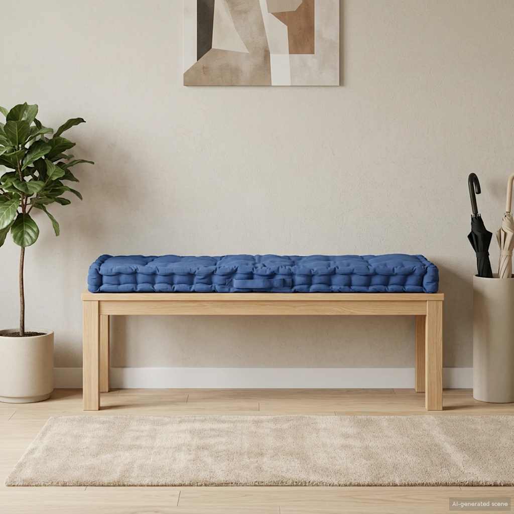 Pallet Floor Cushion Cotton 120x40x7 cm Light Blue