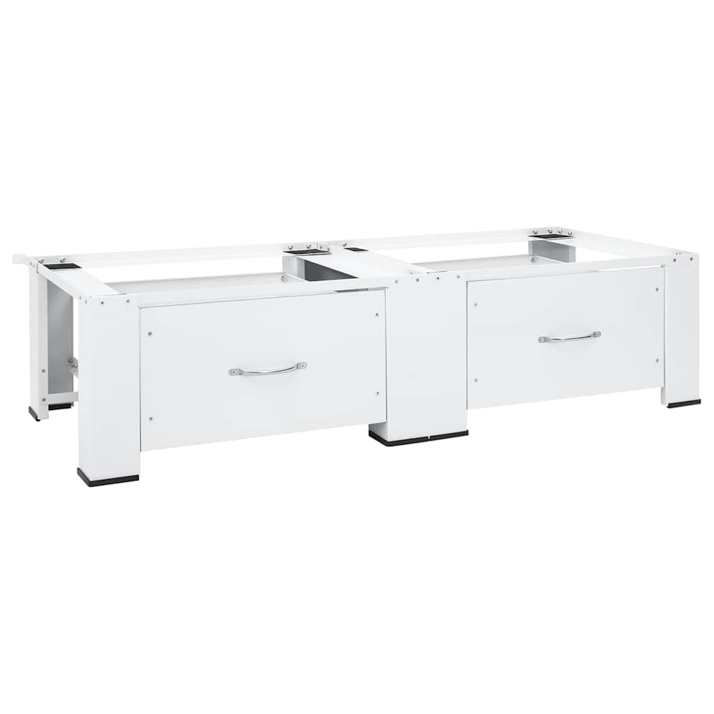 Double Washing and Drying Machine Pedestal with Drawers White
