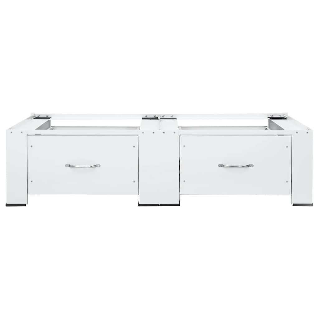 Double Washing and Drying Machine Pedestal with Drawers White