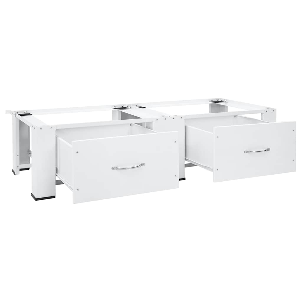 Double Washing and Drying Machine Pedestal with Drawers White
