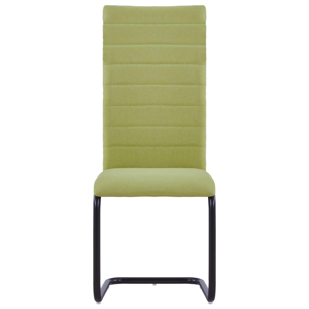 Cantilever Dining Chairs 6 pcs Green Fabric