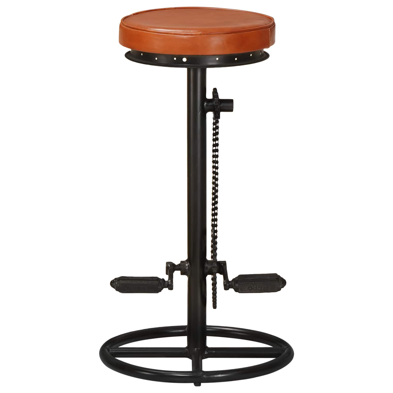 Bar Stools 2 pcs Black and Brown Real Goat Leather