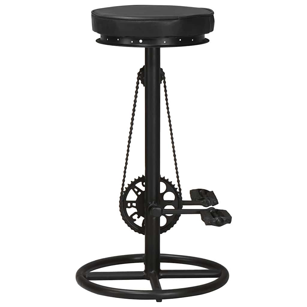 Bar Stools 2 pcs Black Real Goat Leather