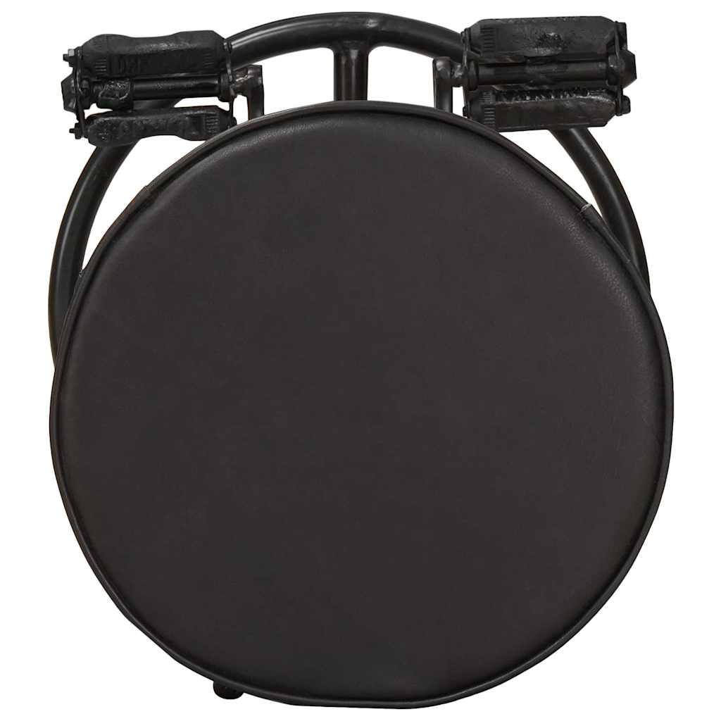 Bar Stools 2 pcs Black Real Goat Leather