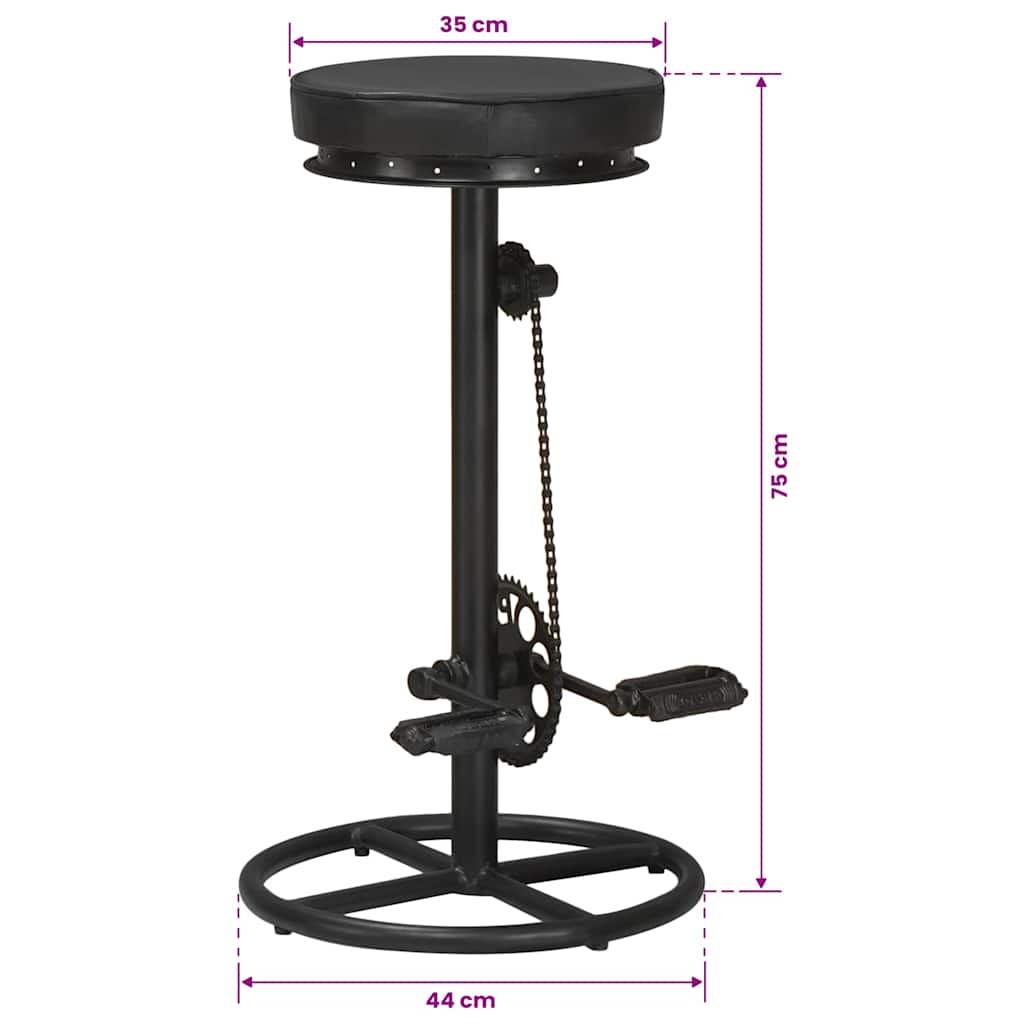 Bar Stools 2 pcs Black Real Goat Leather