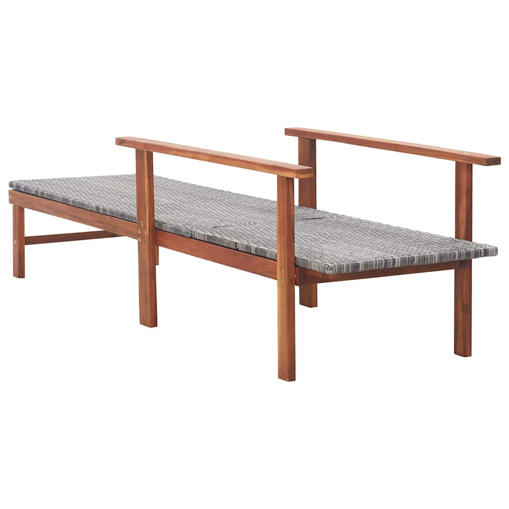 Sun Lounger Poly Rattan and Solid Acacia Wood Grey