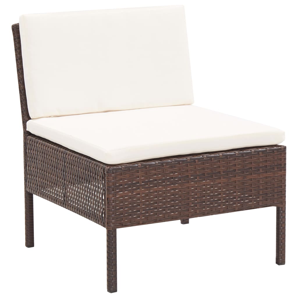 6 Piece Garden Lounge Set with Cushions Poly Rattan Brown