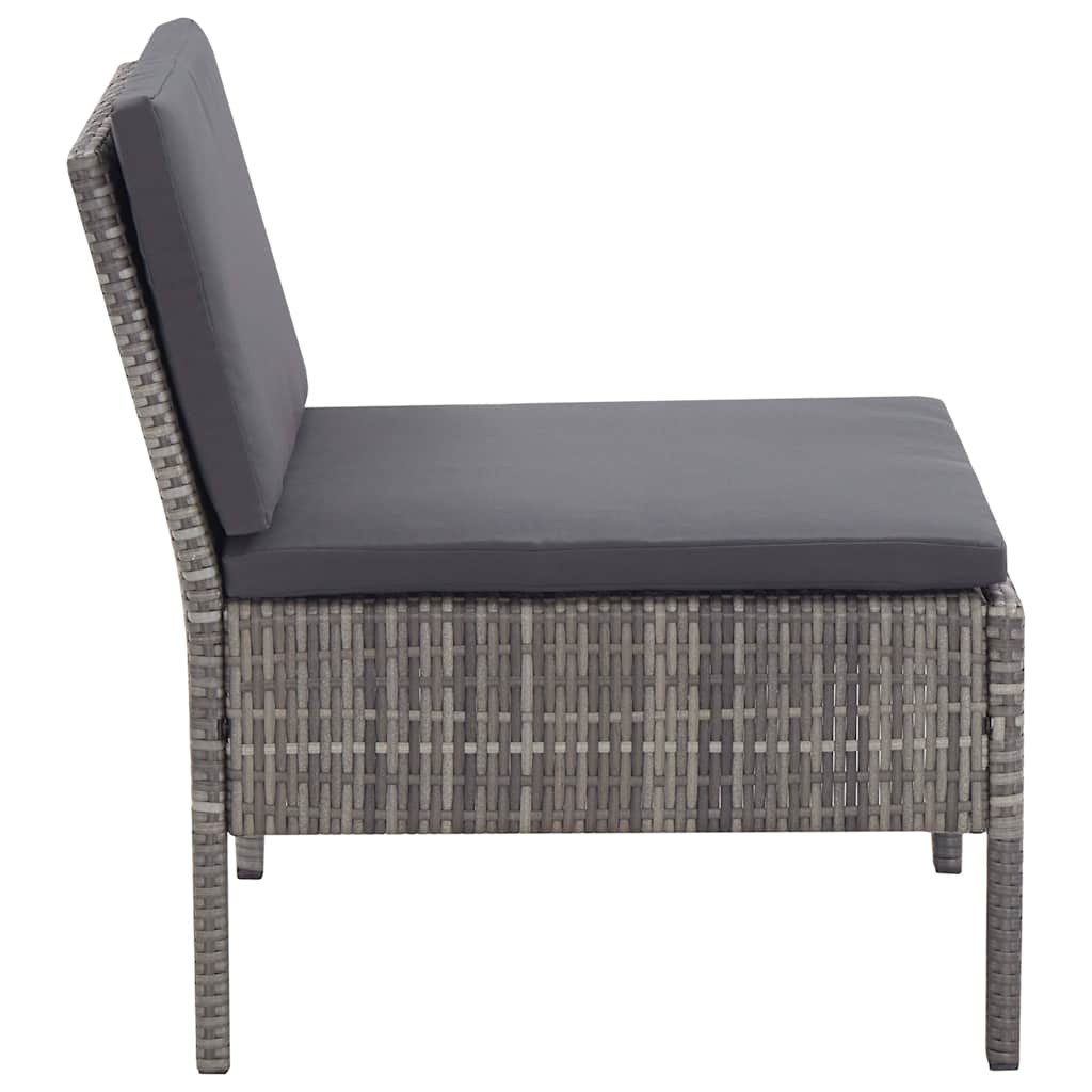 6 Piece Garden Lounge Set with Cushions Poly Rattan Grey