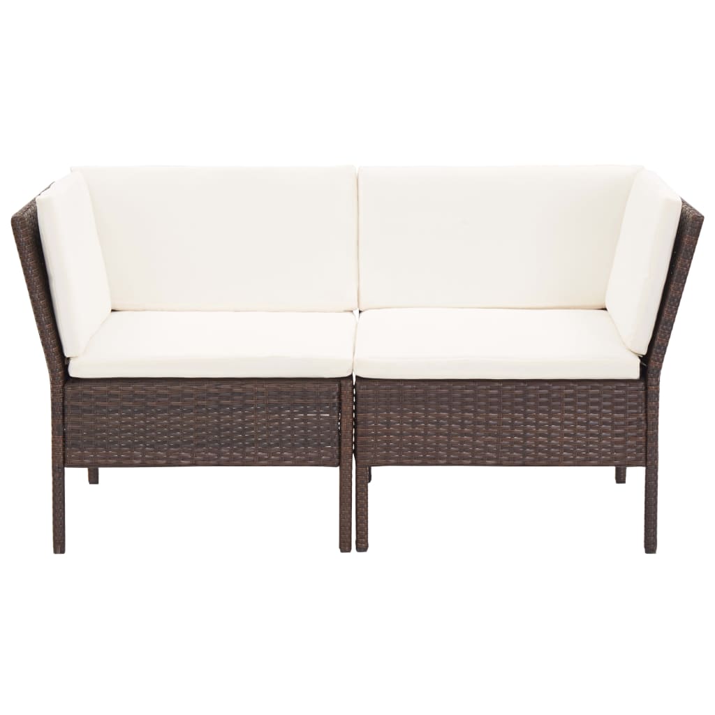 6 Piece Garden Lounge Set with Cushions Poly Rattan Brown