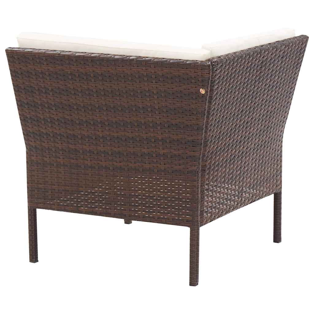 6 Piece Garden Lounge Set with Cushions Poly Rattan Brown