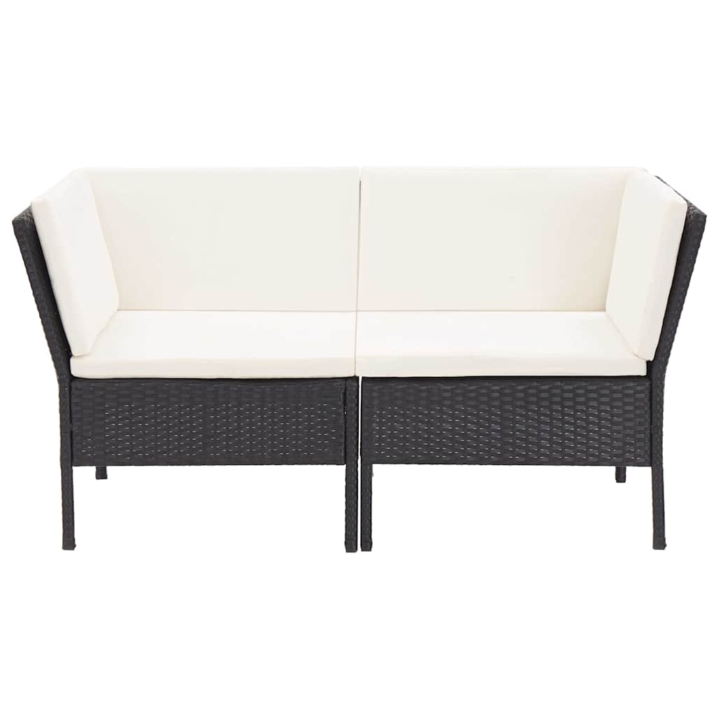6 Piece Garden Lounge Set with Cushions Poly Rattan Black