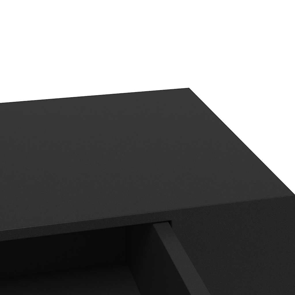 Floating Wall Shelf with Drawer Black 48x25x8 cm