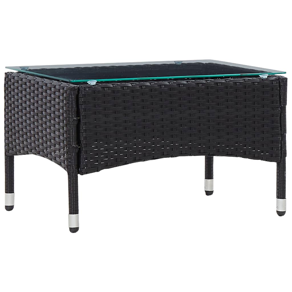 4 Piece Garden Lounge Set with Cushions Poly Rattan Black