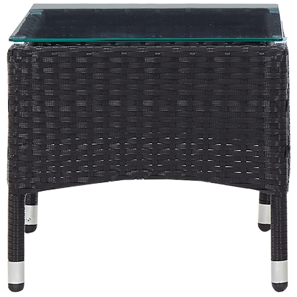 4 Piece Garden Lounge Set with Cushions Poly Rattan Black