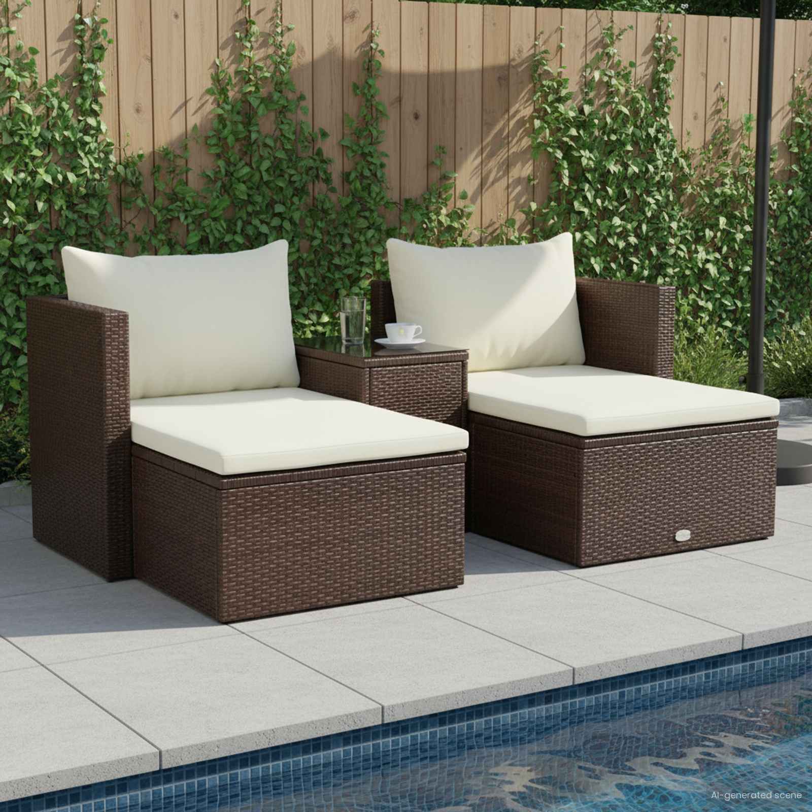 5 Piece Garden Lounge Set with Cushions Poly Rattan Brown