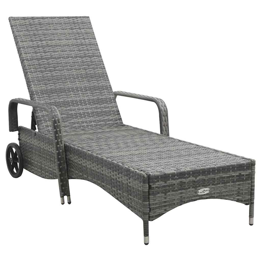 Sun Lounger with Wheels Poly Rattan Anthracite