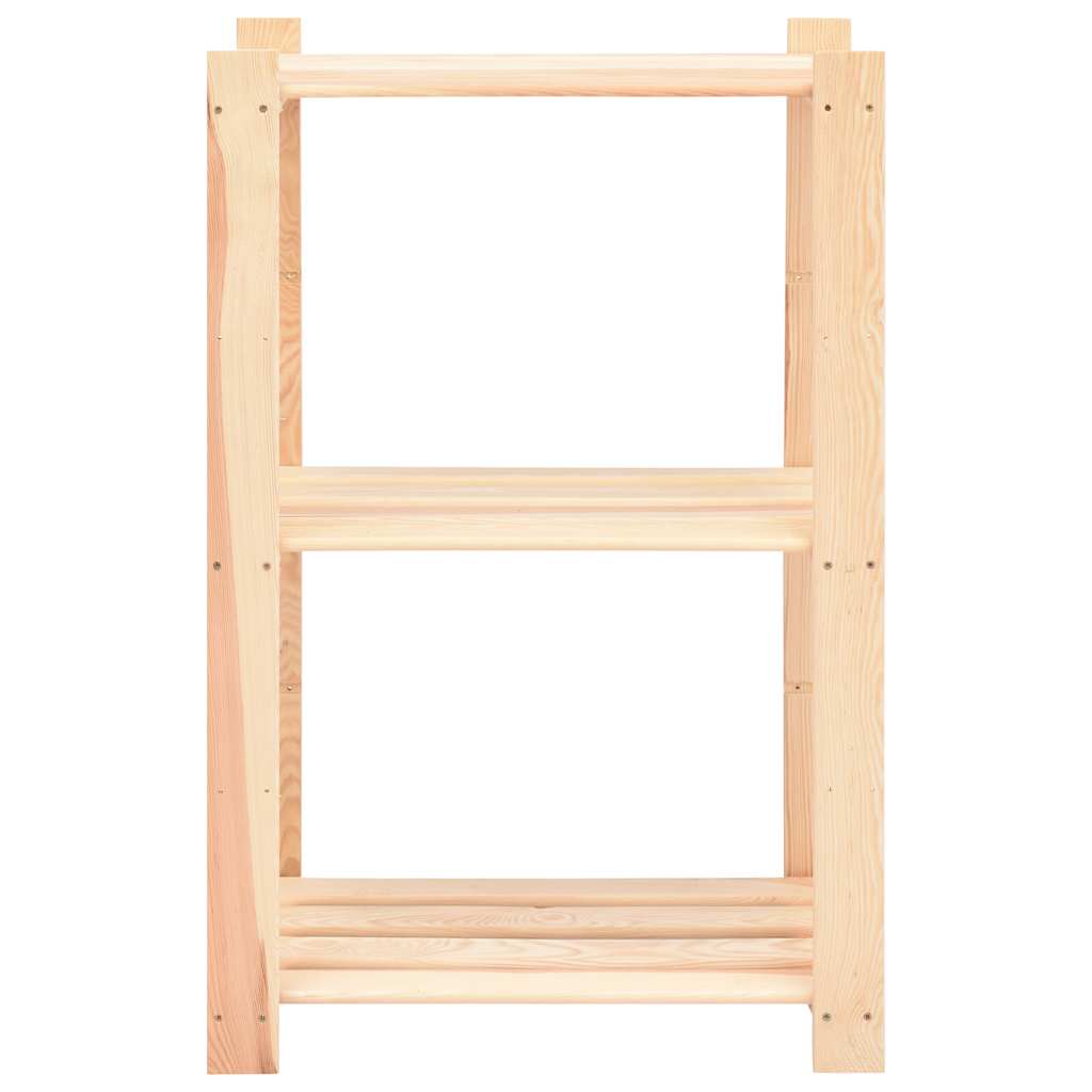 3-Tier Storage Racks 2 pcs 60x38x90 cm Solid Wood Pine 150 kg