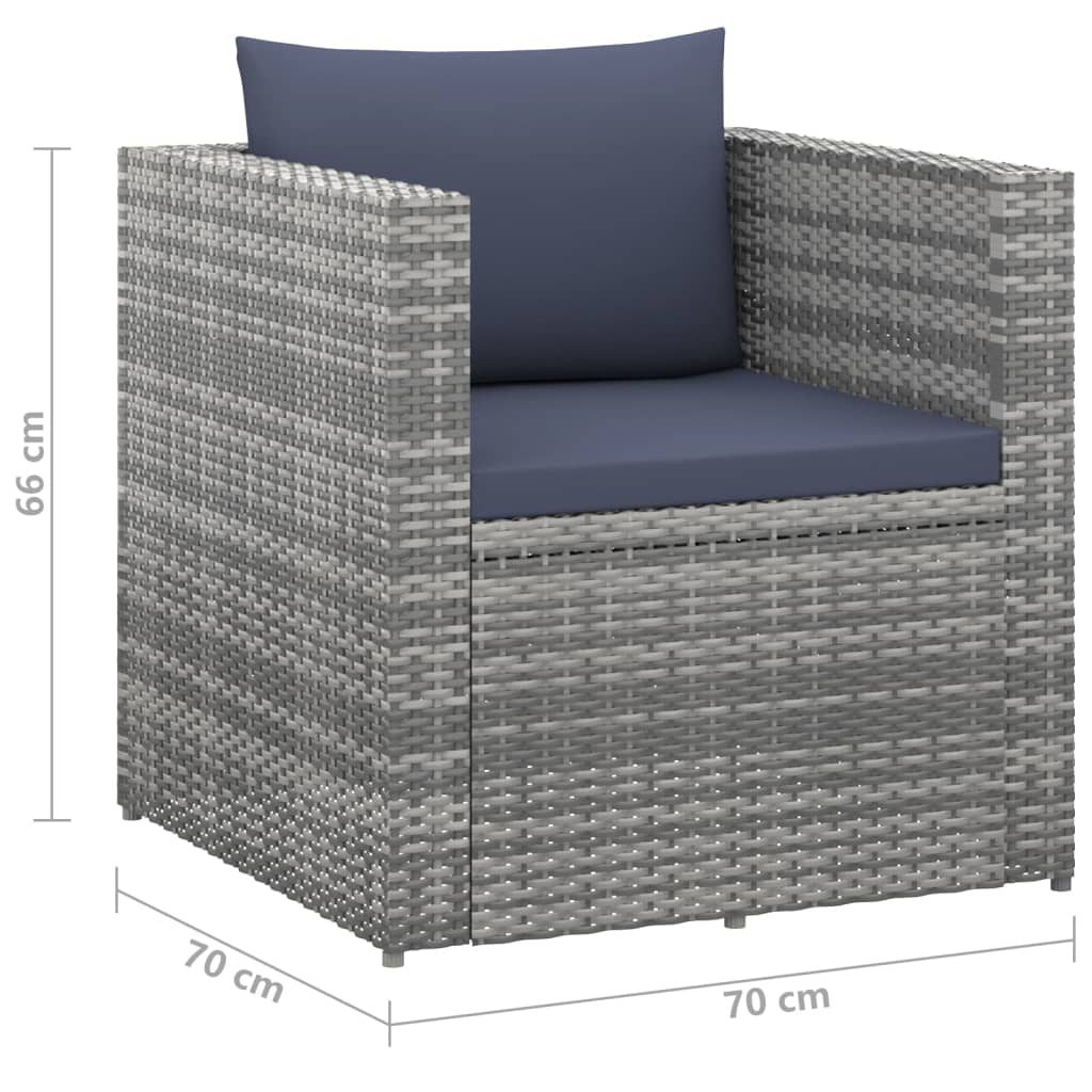 4 Piece Garden Lounge Set Poly Rattan Grey and Anthracite