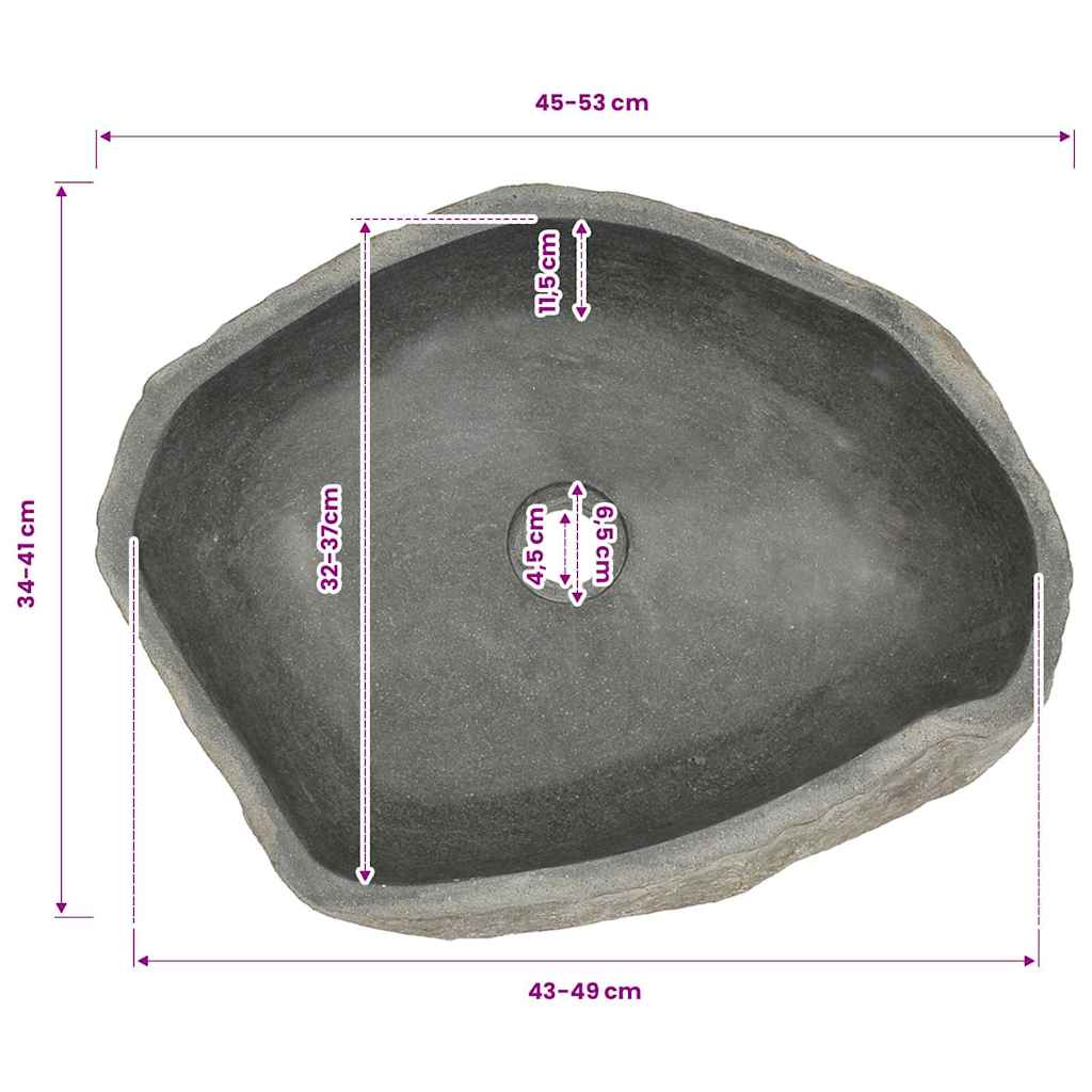 Basin River Stone Oval (45-53)x(34-41) cm