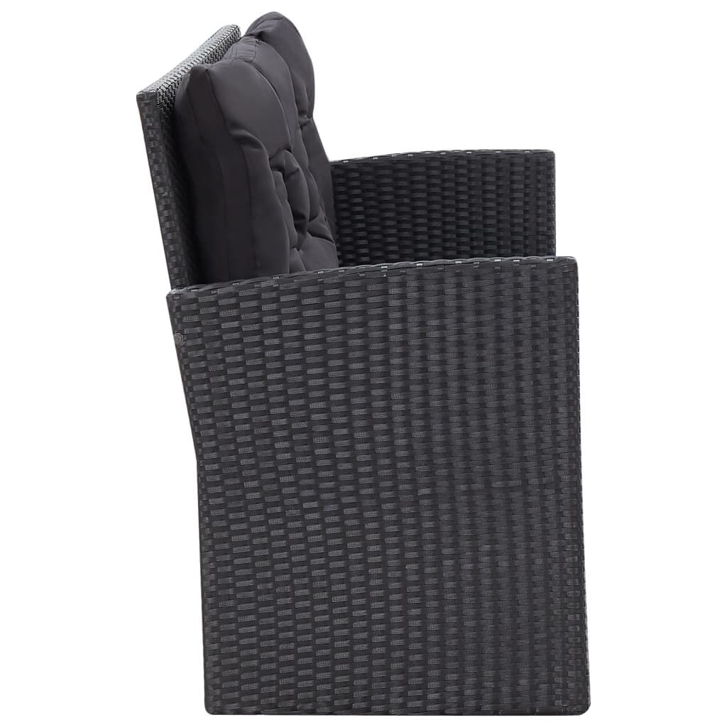 6 Piece Garden Lounge Set with Cushions Poly Rattan Black