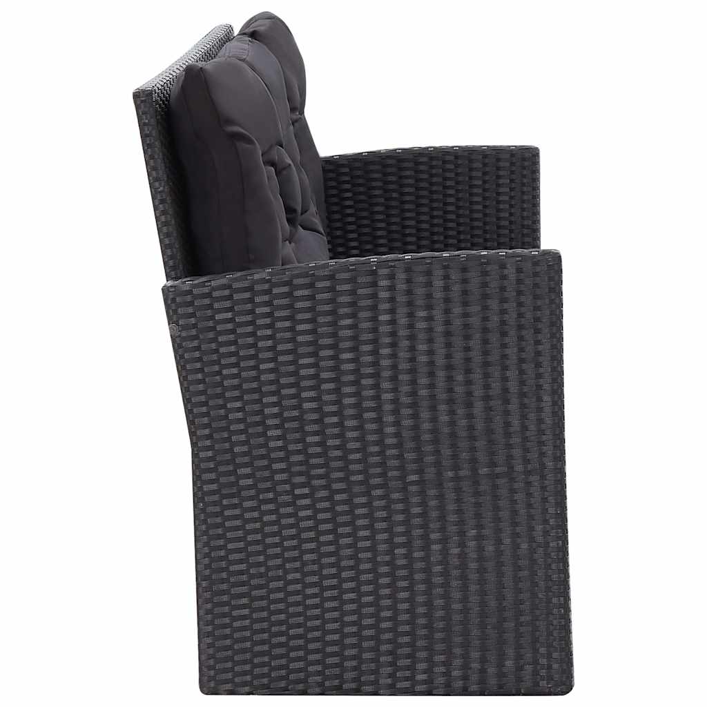 6 Piece Garden Lounge Set with Cushions Poly Rattan Black
