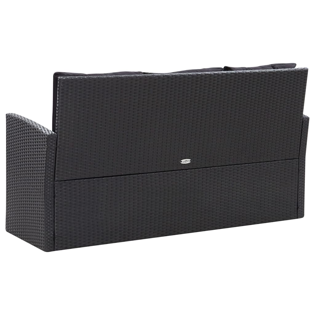 6 Piece Garden Lounge Set with Cushions Poly Rattan Black