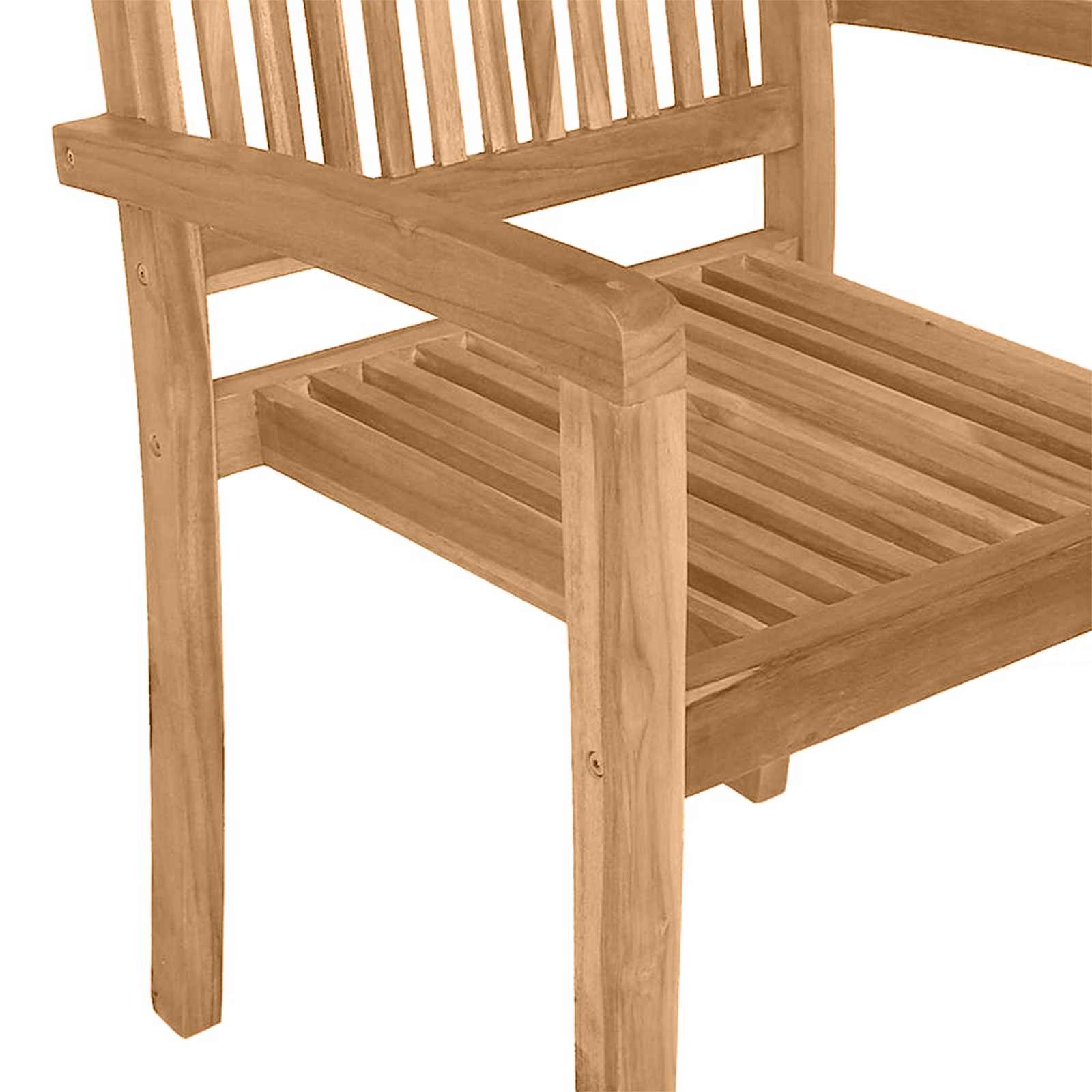 Stacking Garden Dining Chairs 2 pcs Solid Teak Wood