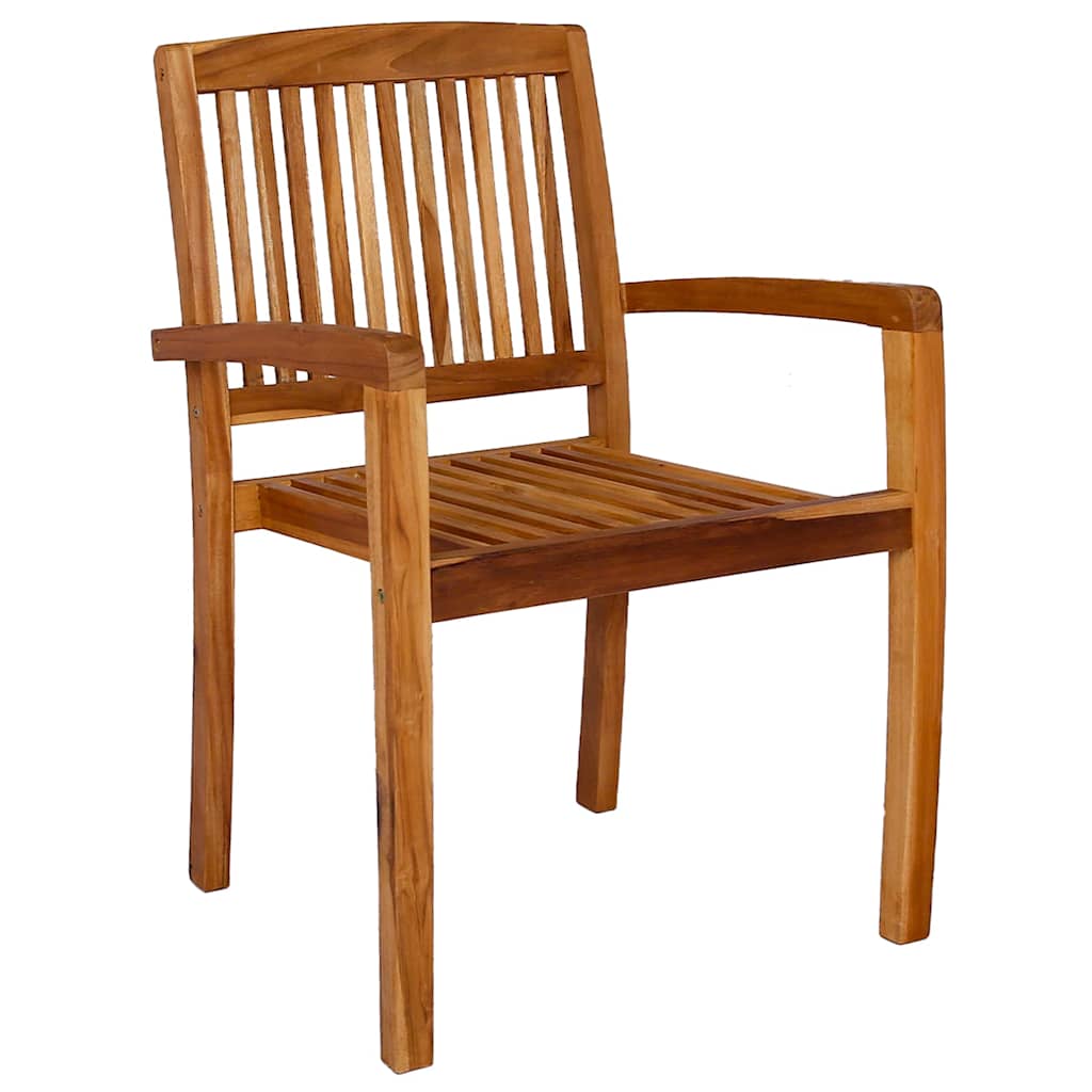 Stacking Garden Dining Chairs 2 pcs Solid Teak Wood